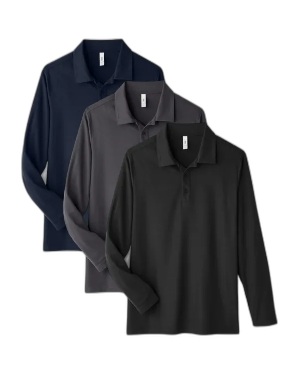 Core365 3-Pack Men's Long-Sleeve Pique Polo | CE112L/L3
