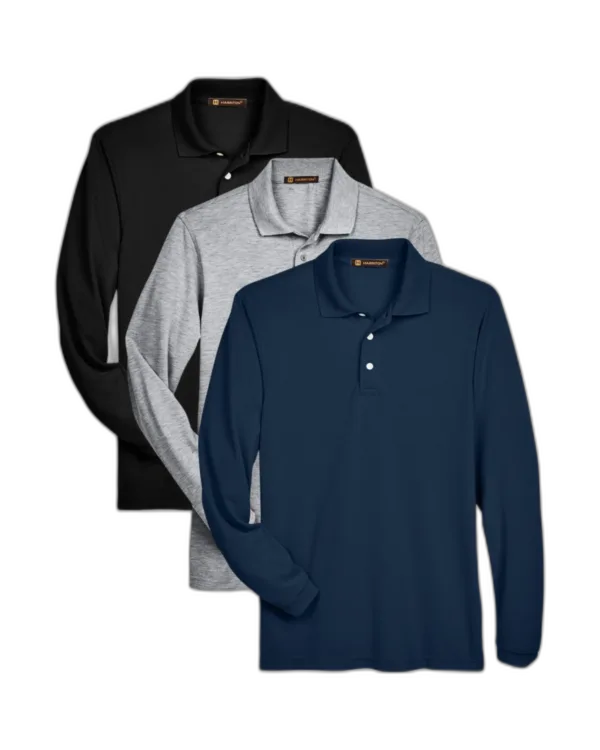 Harriton 3-Pack Men's Long-Sleeve Polo | M265L/L3